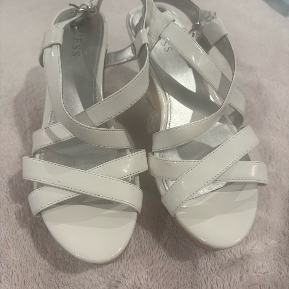 Guess White Strappy Sandals